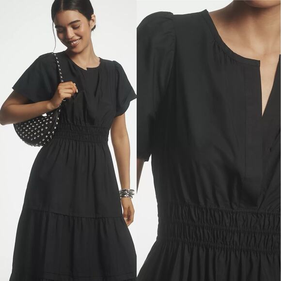 By Anthropologie The Somerset Maxi Dress black Sz Small Minimalist classic boho - Picture 4 of 13